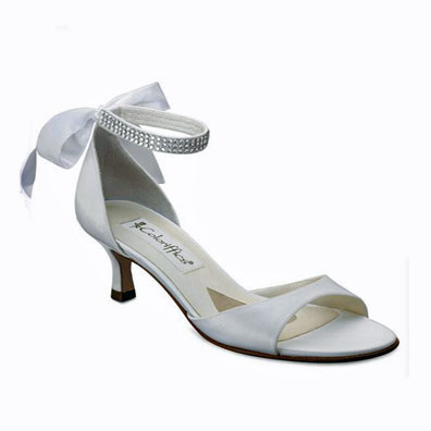 Carmen White Low Heel Bridal Shoes