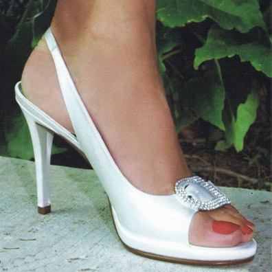 Coco White Silk Sky High Bridal Shoes