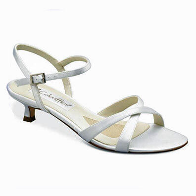 Lindsay White Satin Low Heel Bridal Shoes